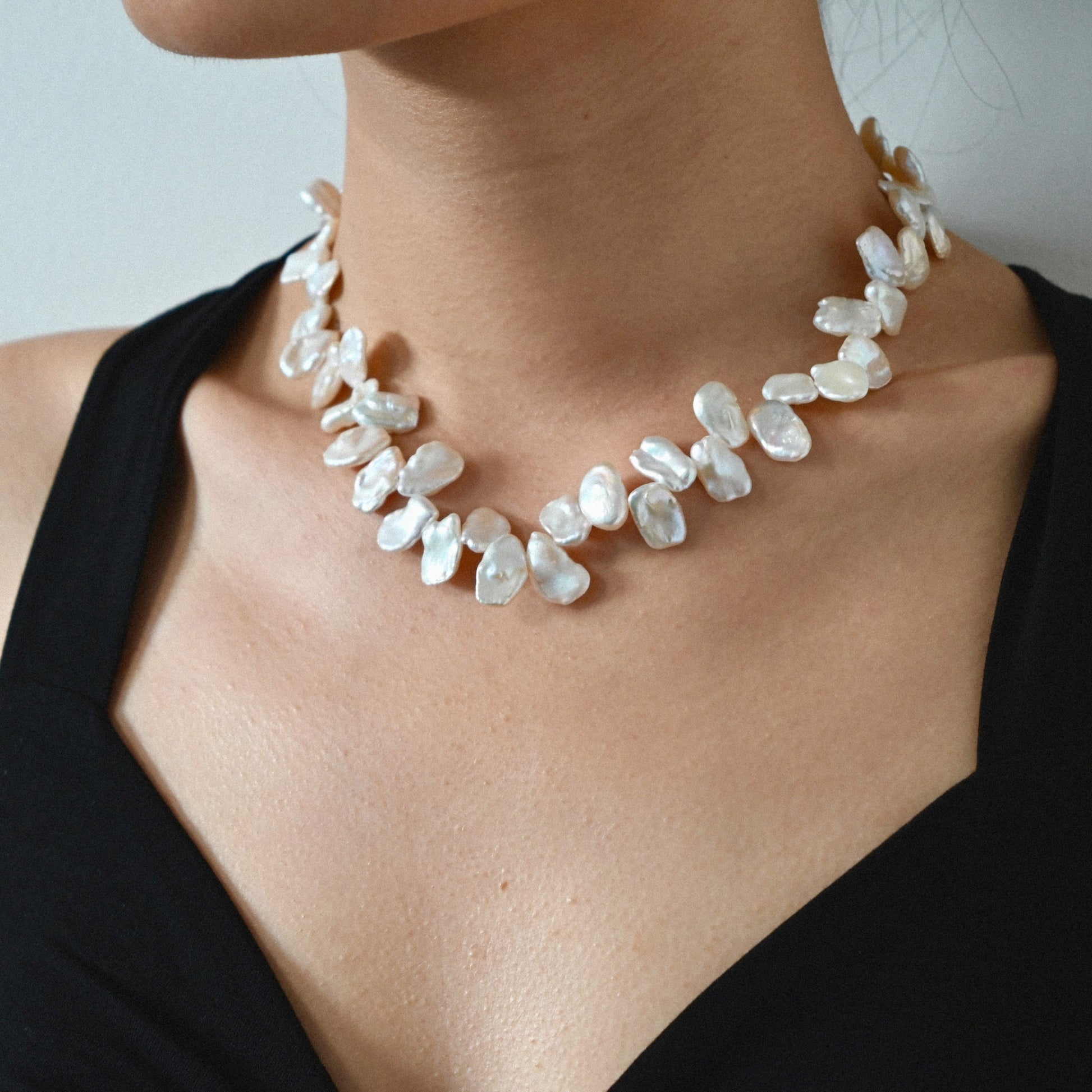 Baroque Flat Pearl Necklace 16 inch