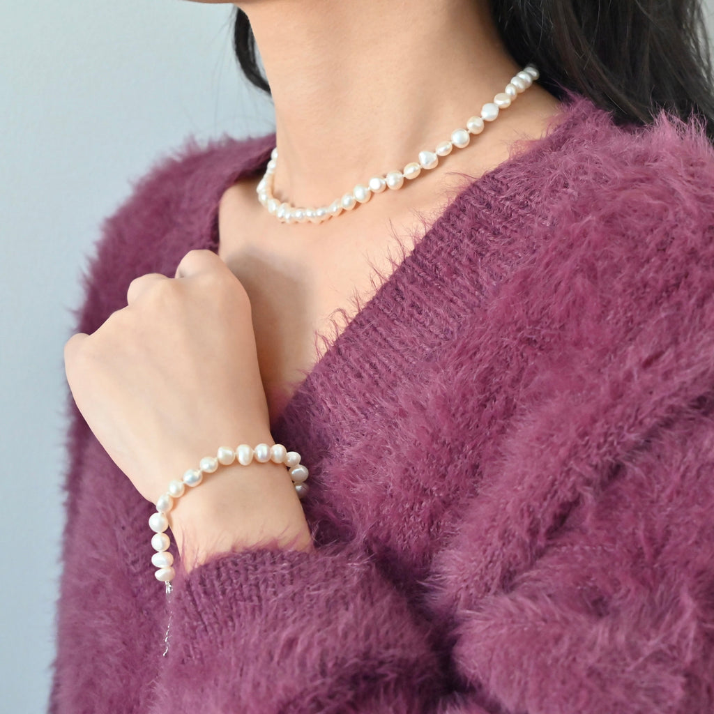 Freshwater Pearl Necklace Bracelet set