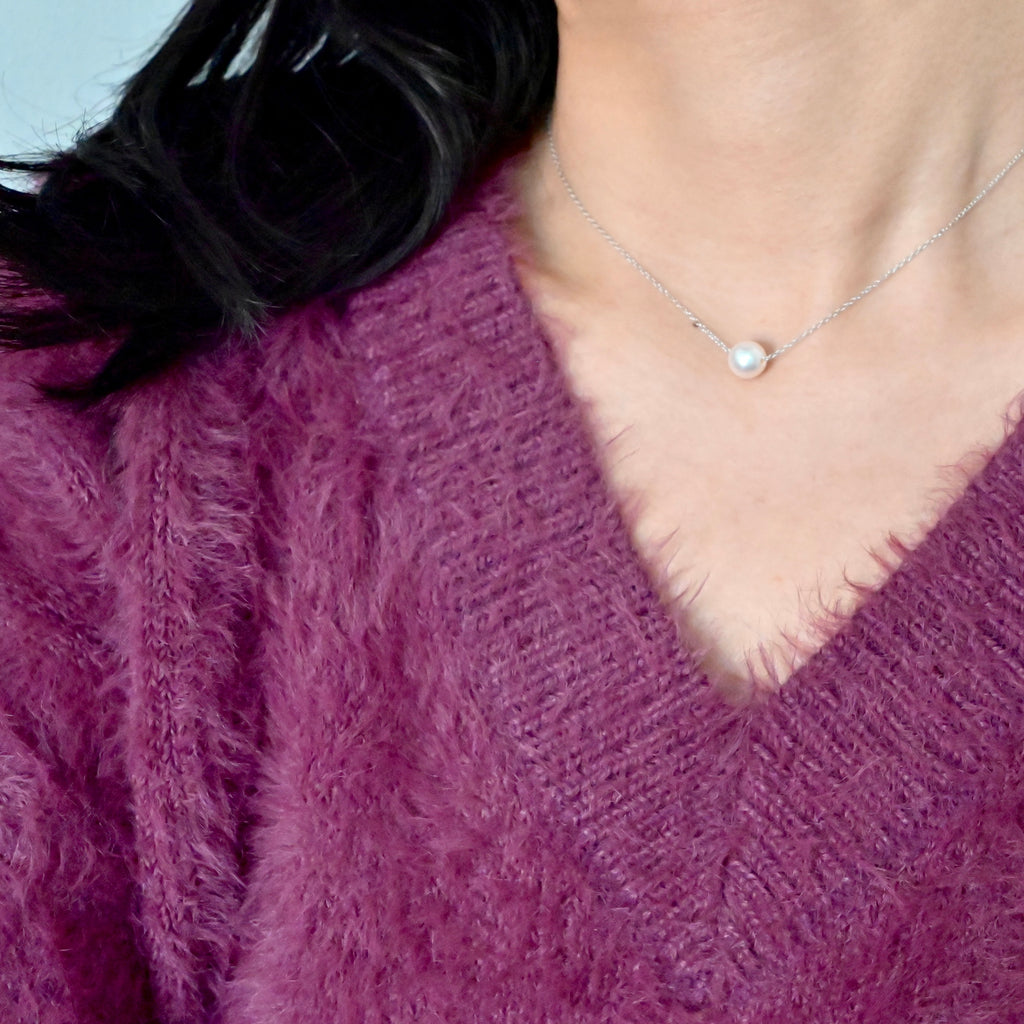 Floating Pearl Necklace - S925 Silver Chain