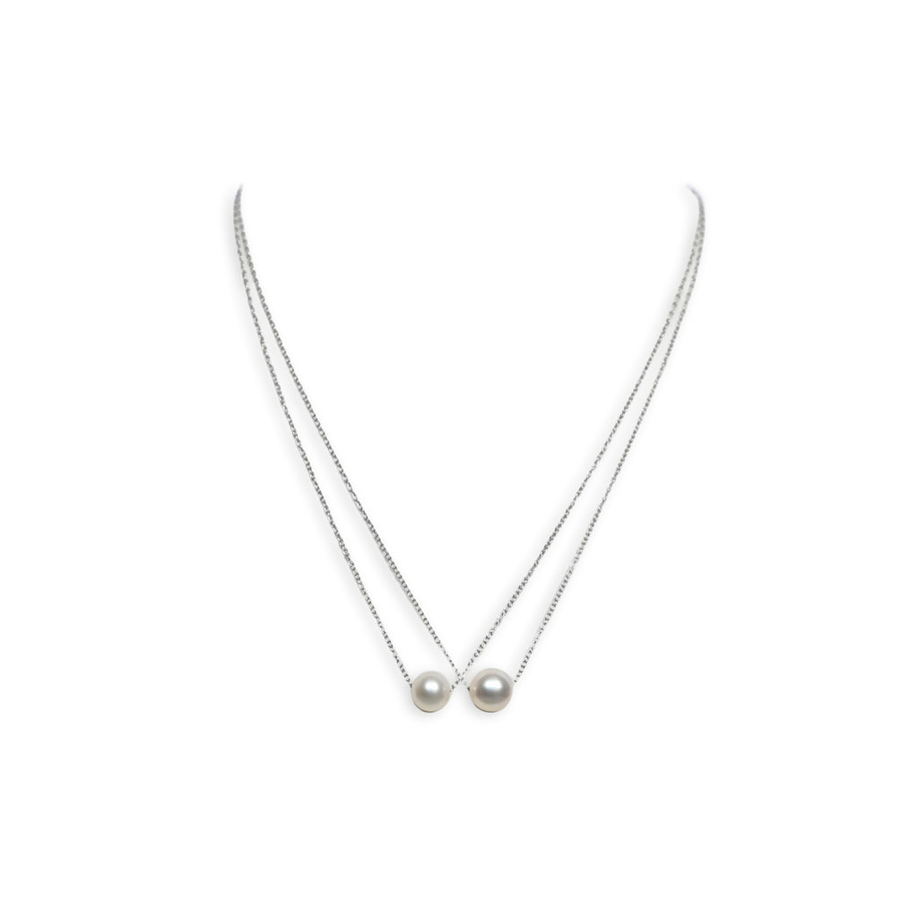 Floating Pearl Necklace - S925 Silver Chain