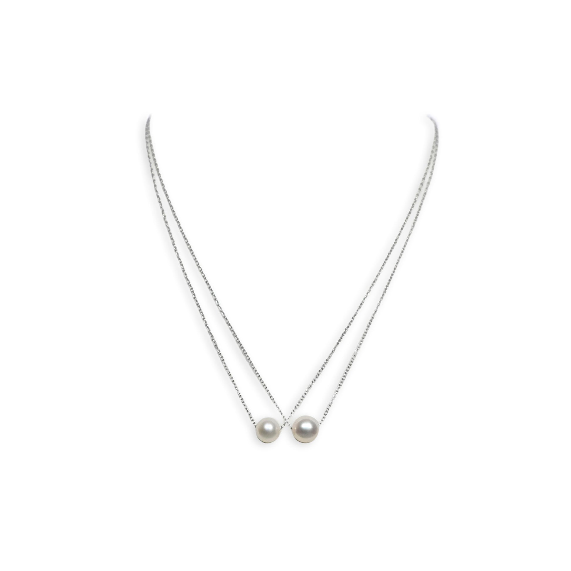Floating Pearl Necklace - S925 Silver Chain
