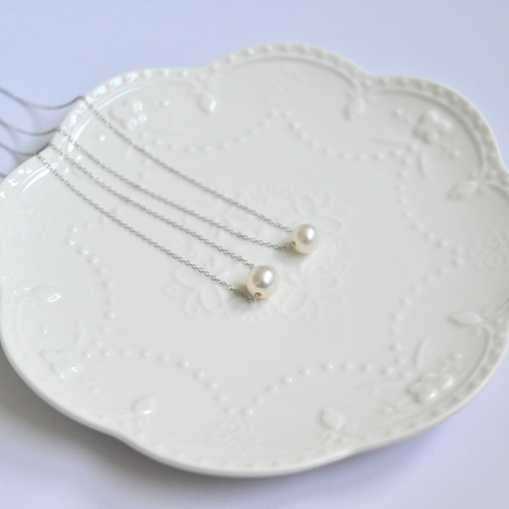 Floating Pearl Necklace - S925 Silver Chain