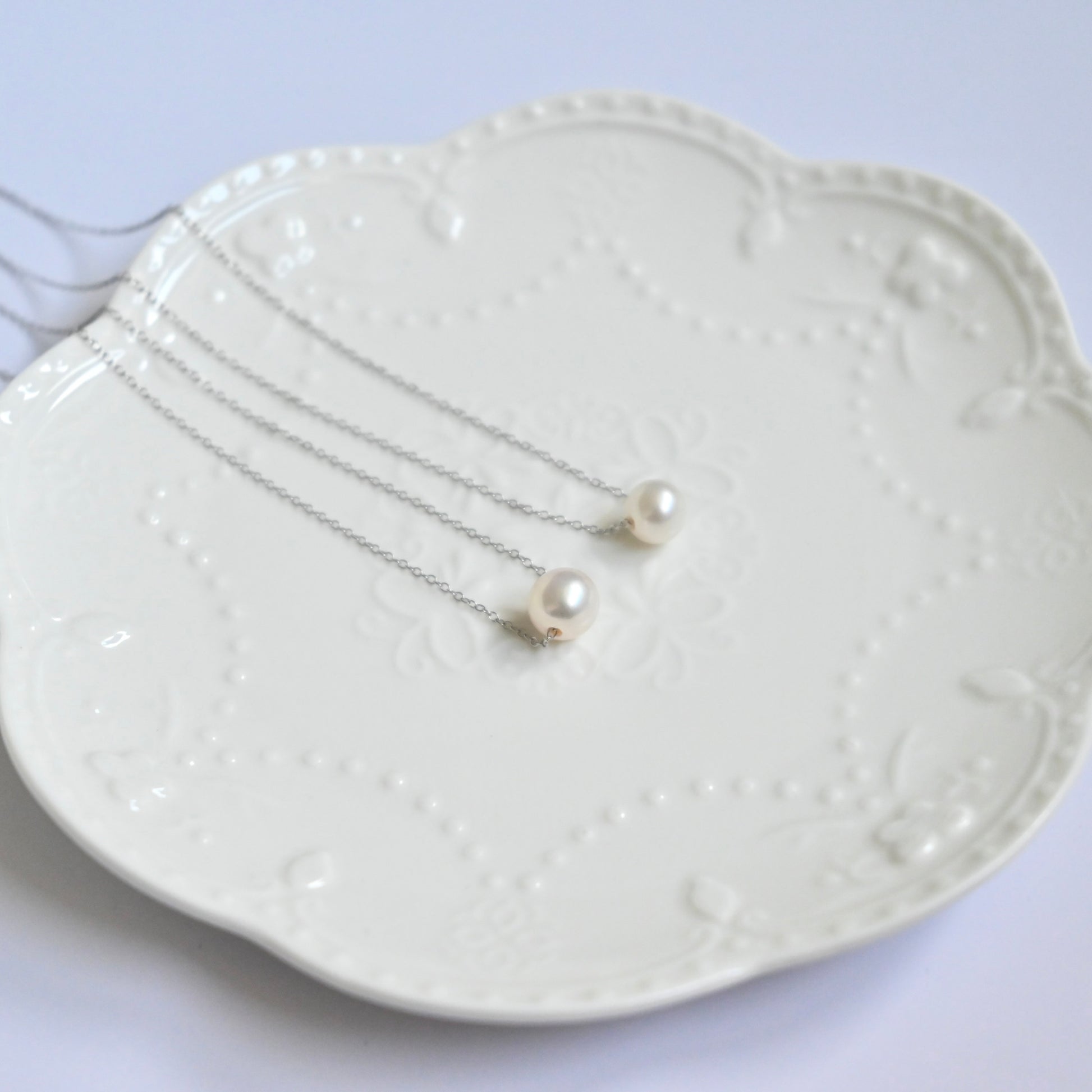 Floating Pearl Necklace - S925 Silver Chain