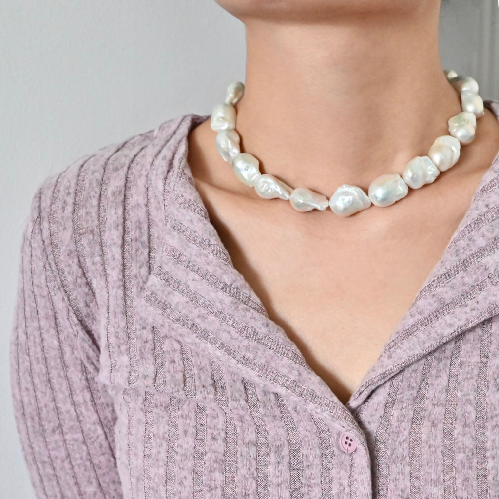 White Baroque Pearl Necklace