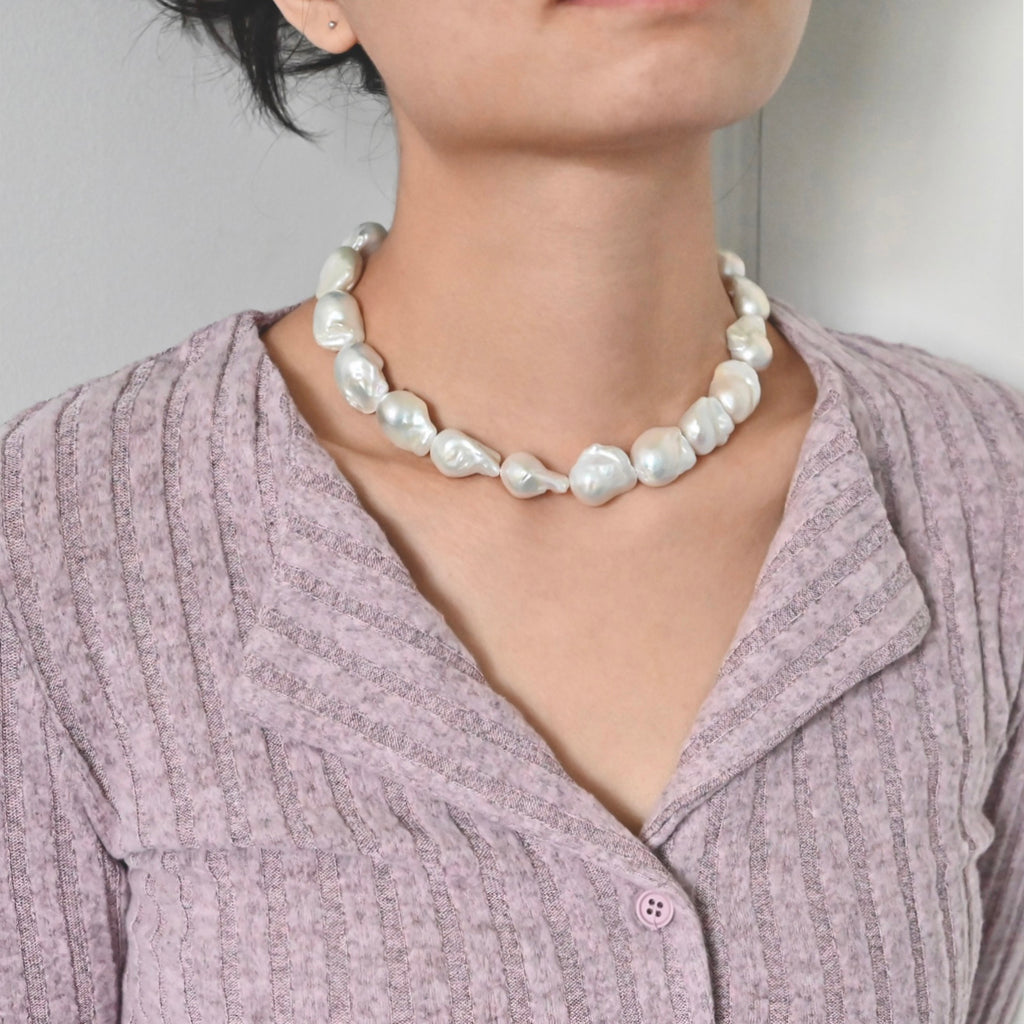 White Baroque Pearl Necklace