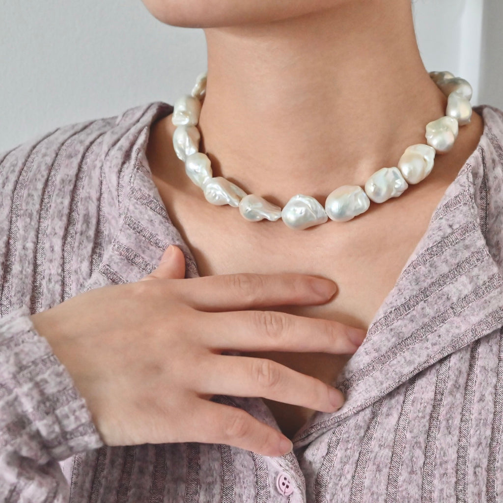 White Baroque Pearl Necklace