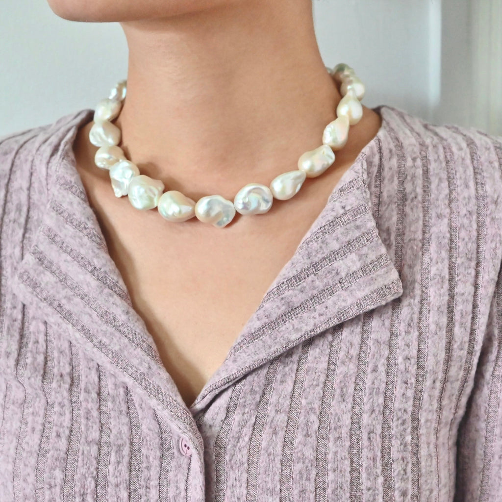 White Baroque Pearl Necklace
