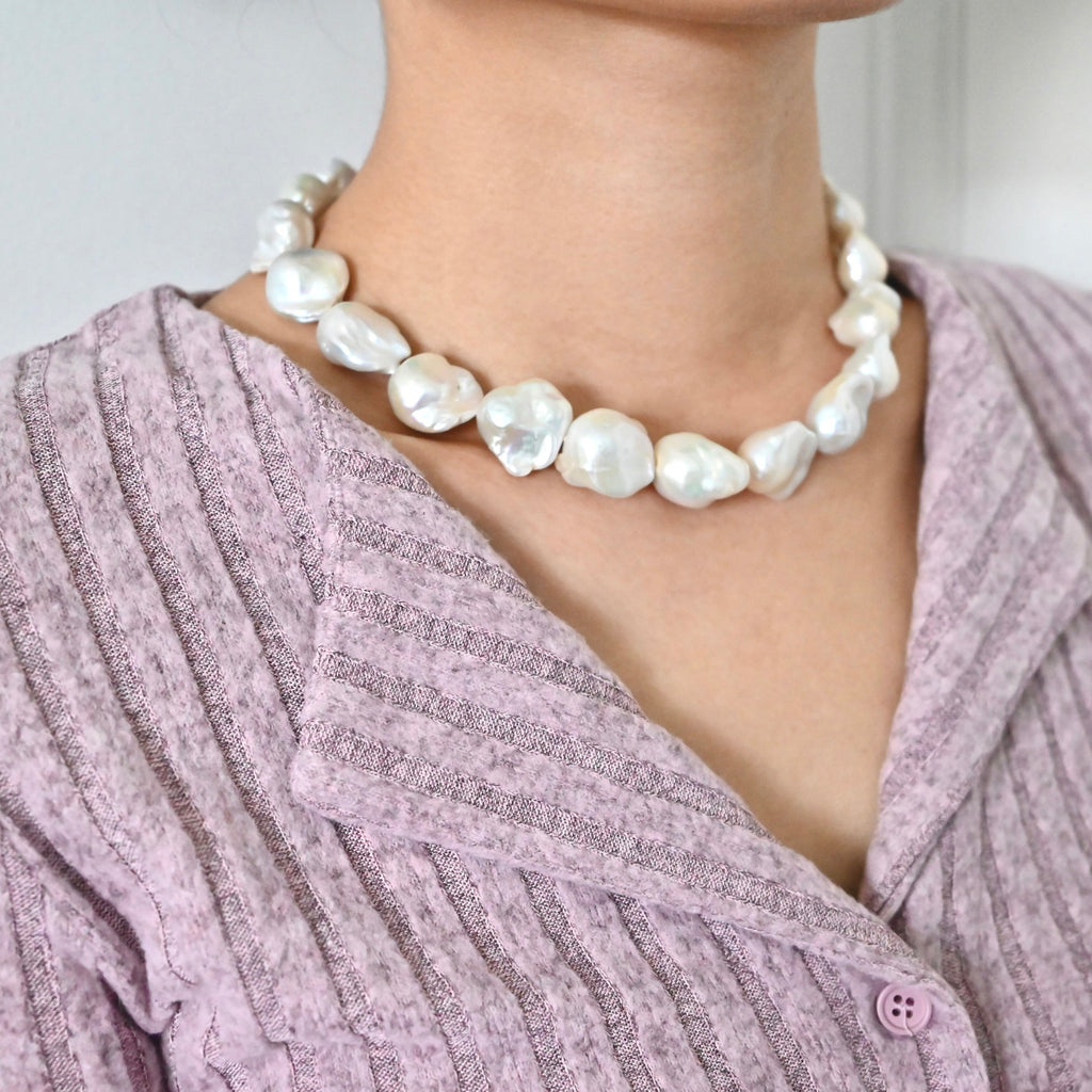 White Baroque Pearl Necklace