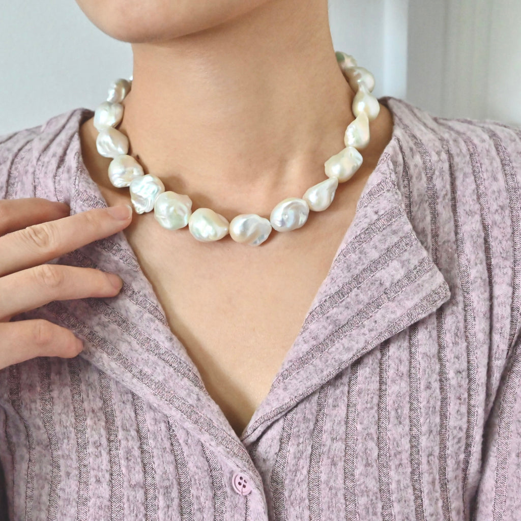White Baroque Pearl Necklace
