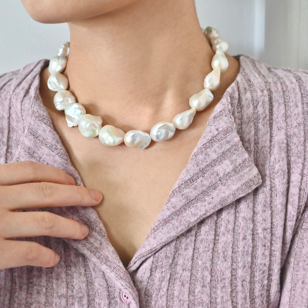 White Baroque Pearl Necklace