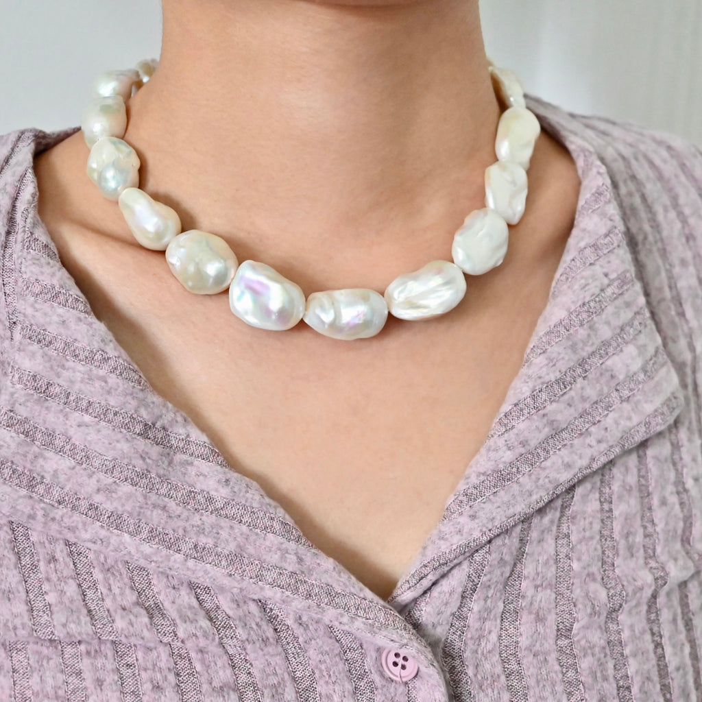 White Baroque Pearl Necklace