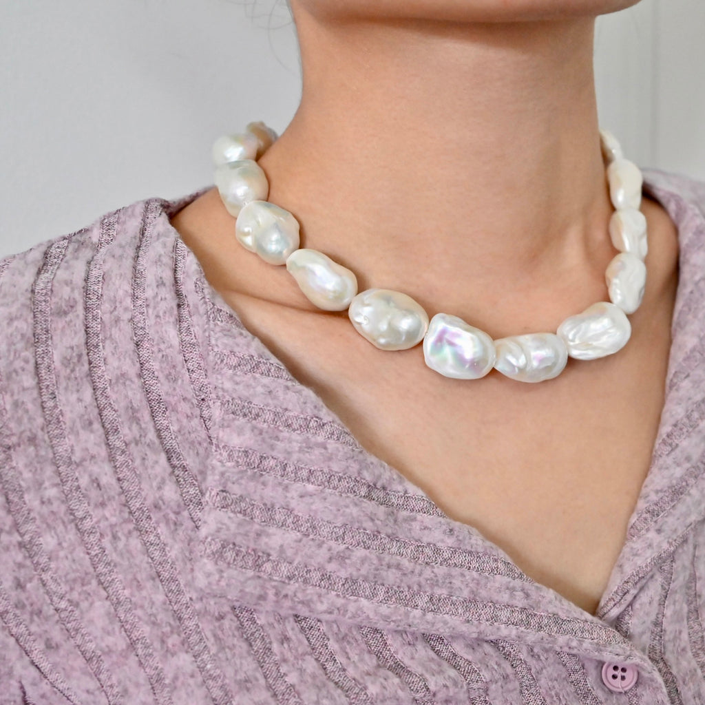 White Baroque Pearl Necklace