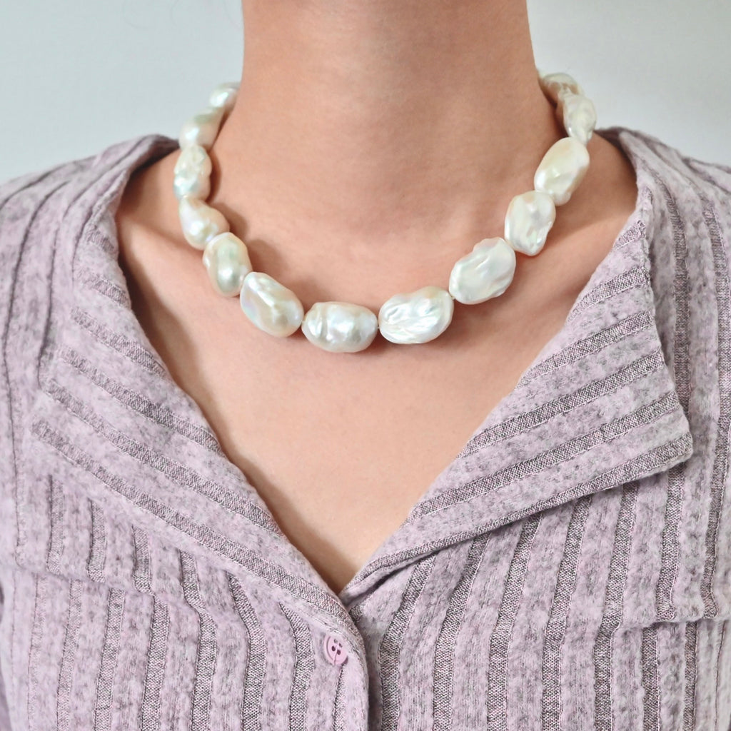 White Baroque Pearl Necklace