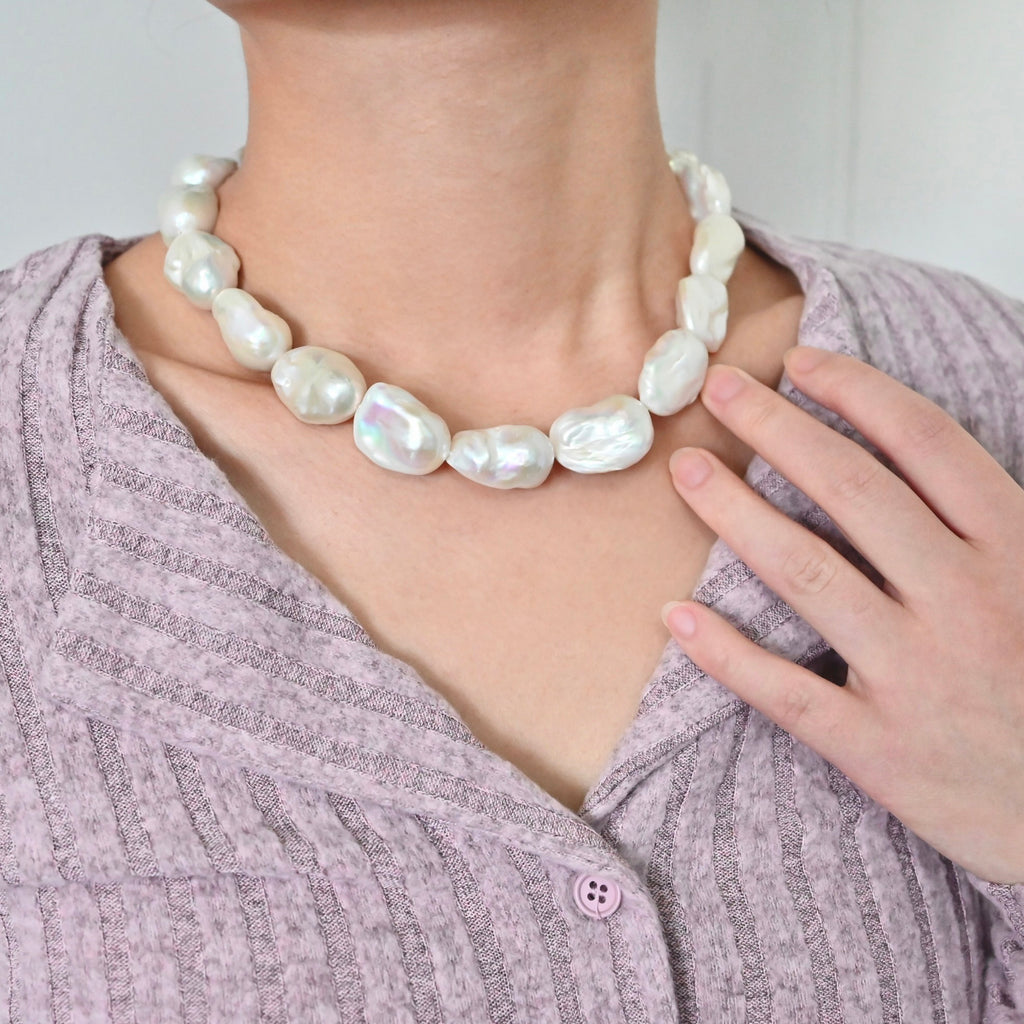 White Baroque Pearl Necklace