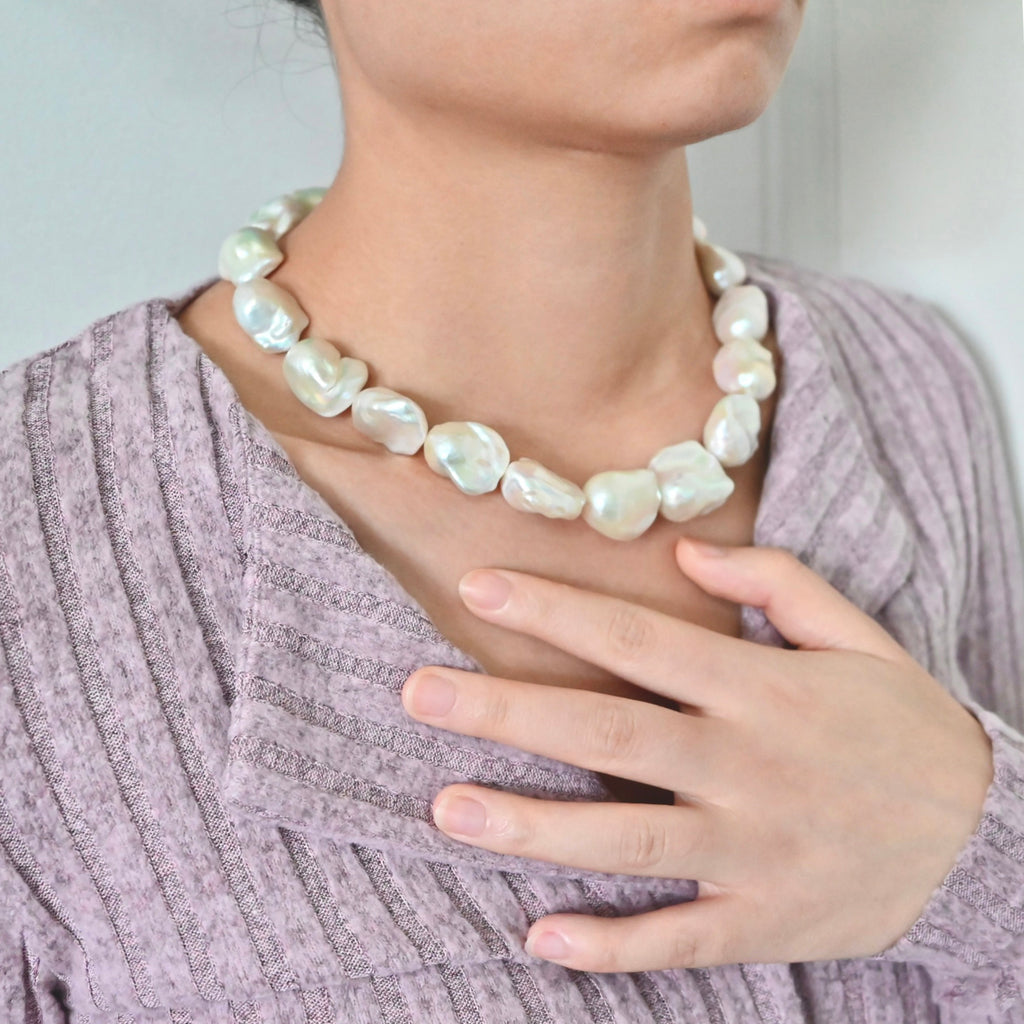 White Baroque Pearl Necklace