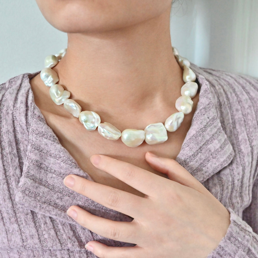 White Baroque Pearl Necklace