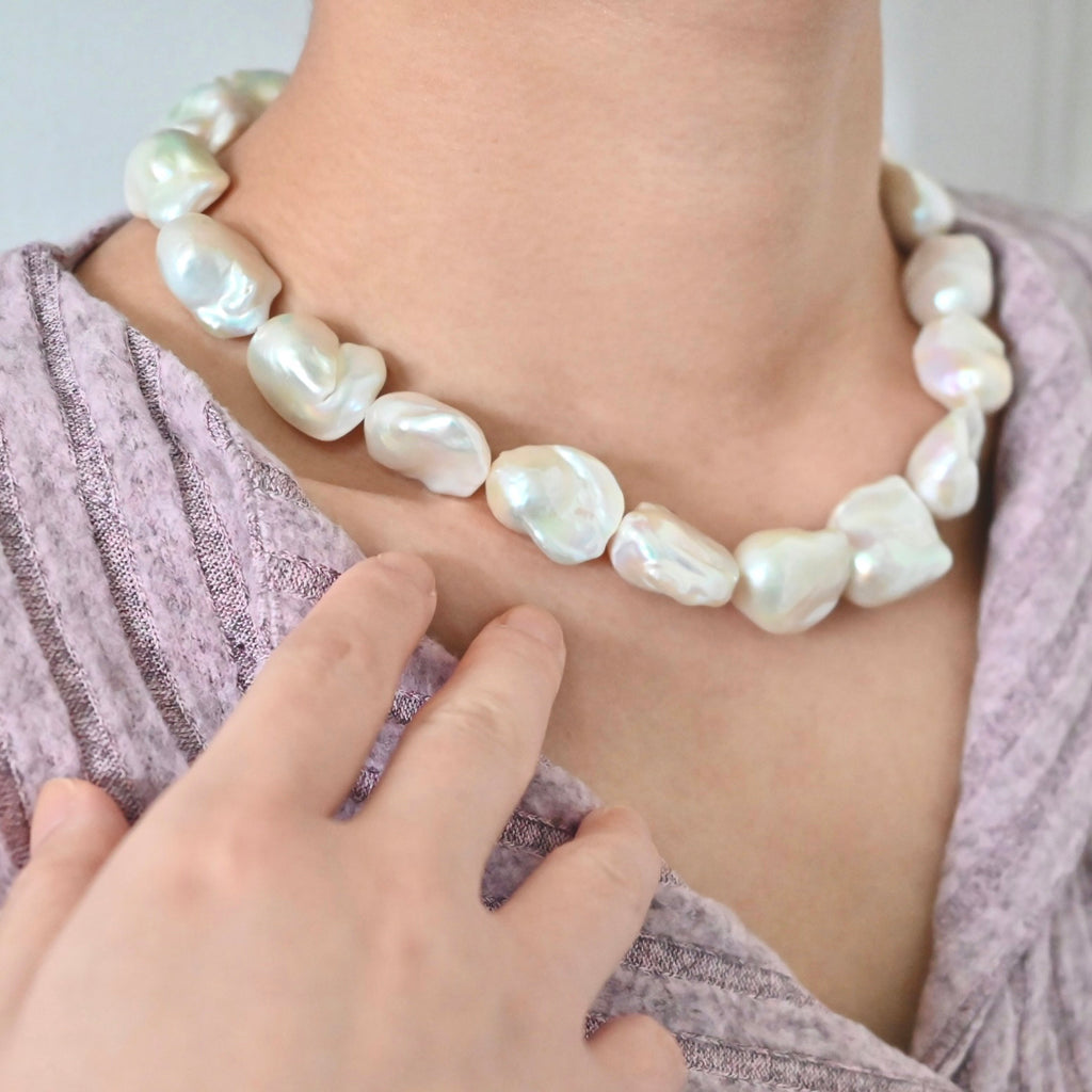White Baroque Pearl Necklace