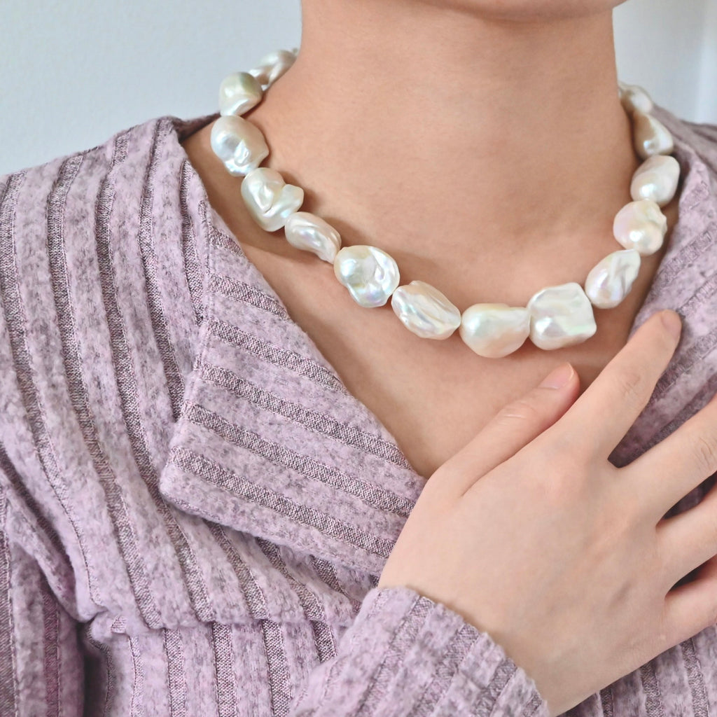 White Baroque Pearl Necklace