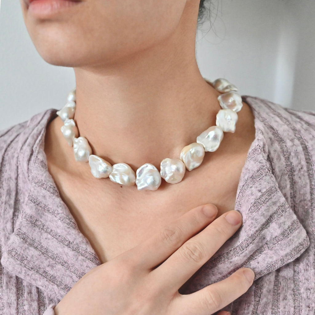 White Baroque Pearl Necklace
