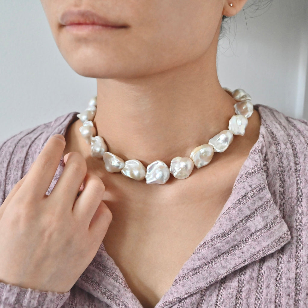 White Baroque Pearl Necklace