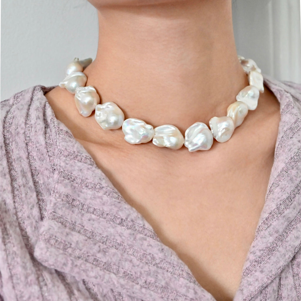White Baroque Pearl Necklace