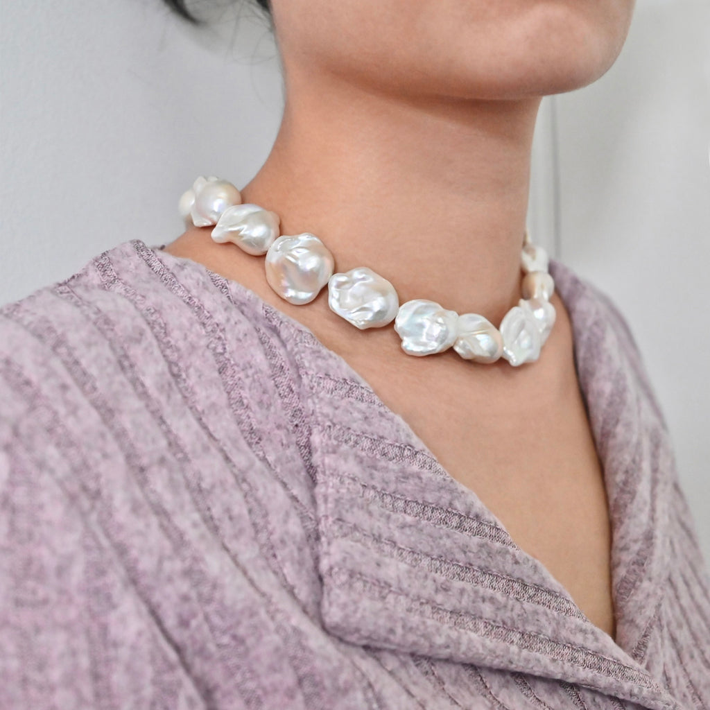 White Baroque Pearl Necklace