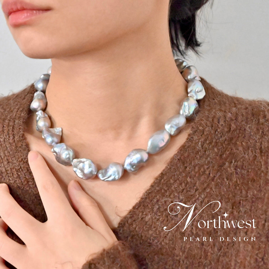 Gray Baroque Pearl Necklace
