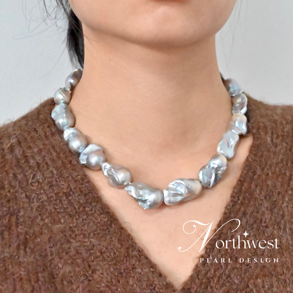 Gray Baroque Pearl Necklace