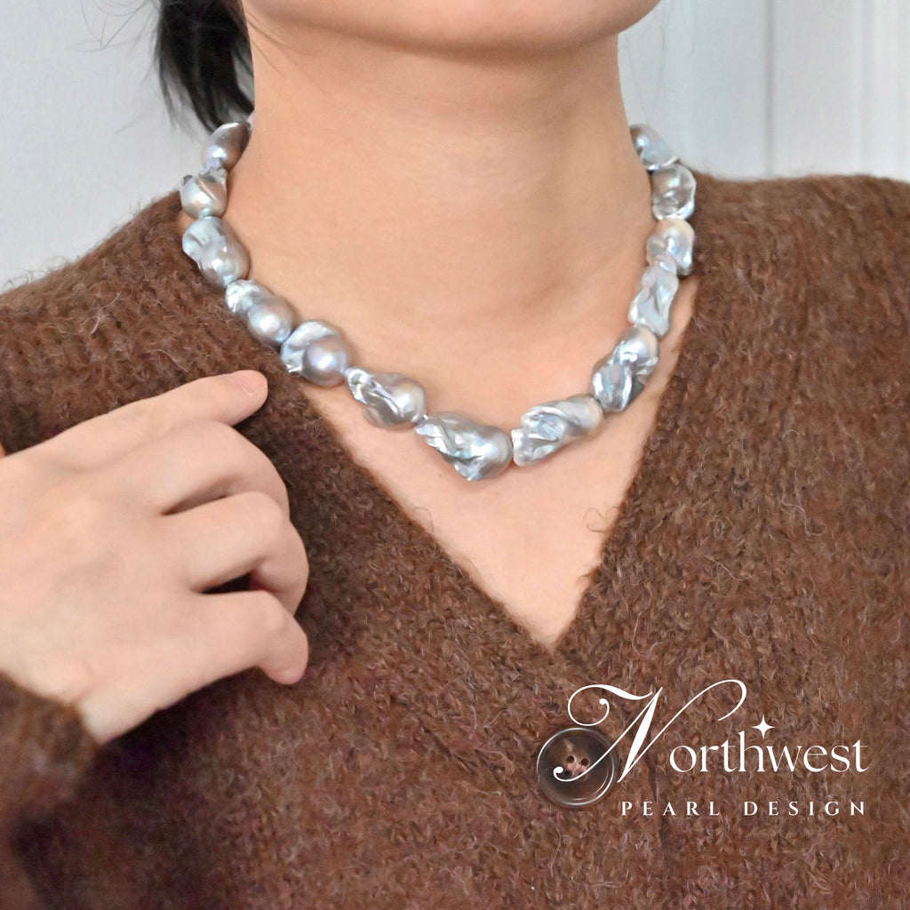 Gray Baroque Pearl Necklace