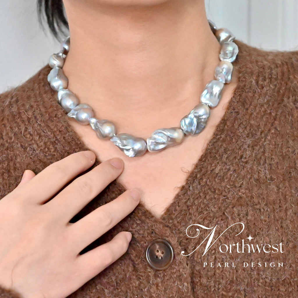 Gray Baroque Pearl Necklace