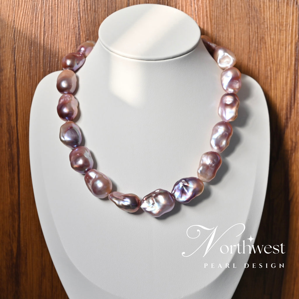 Pinkish Mixed With Purple Baroque Pearl Necklace