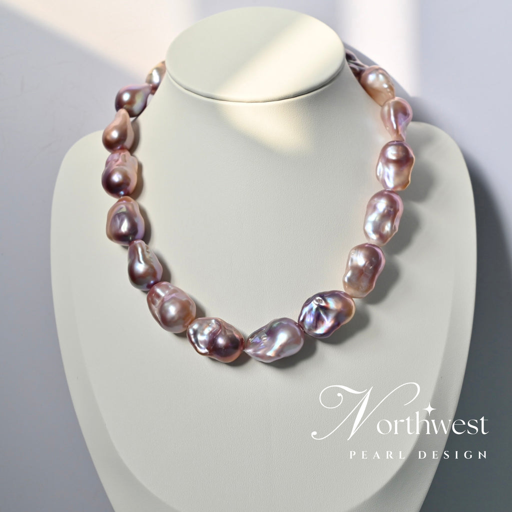 Pinkish Mixed With Purple Baroque Pearl Necklace