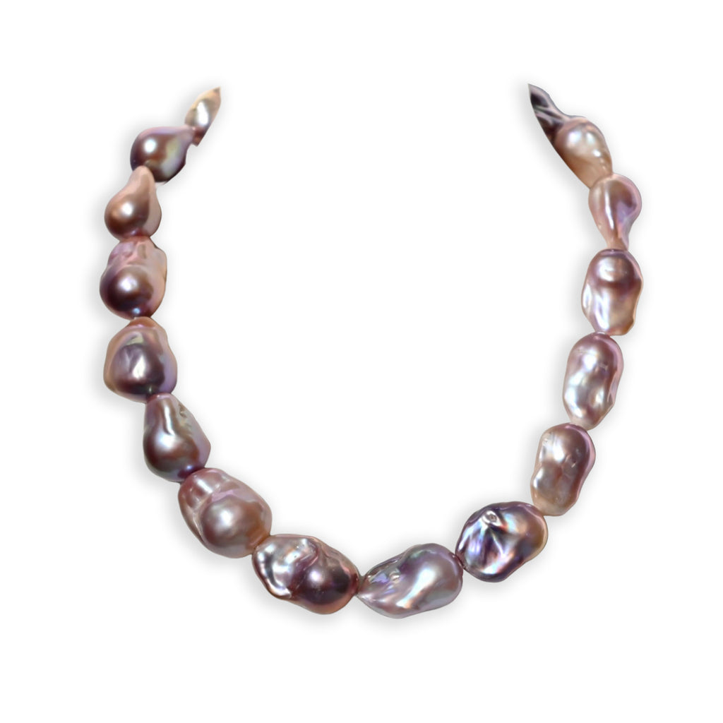 Pinkish Mixed With Purple Baroque Pearl Necklace