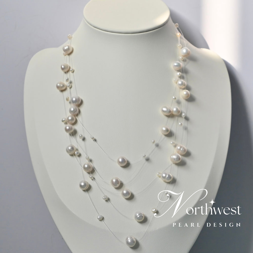 Floating Freshwater Pearl Necklace - Bridal Necklace