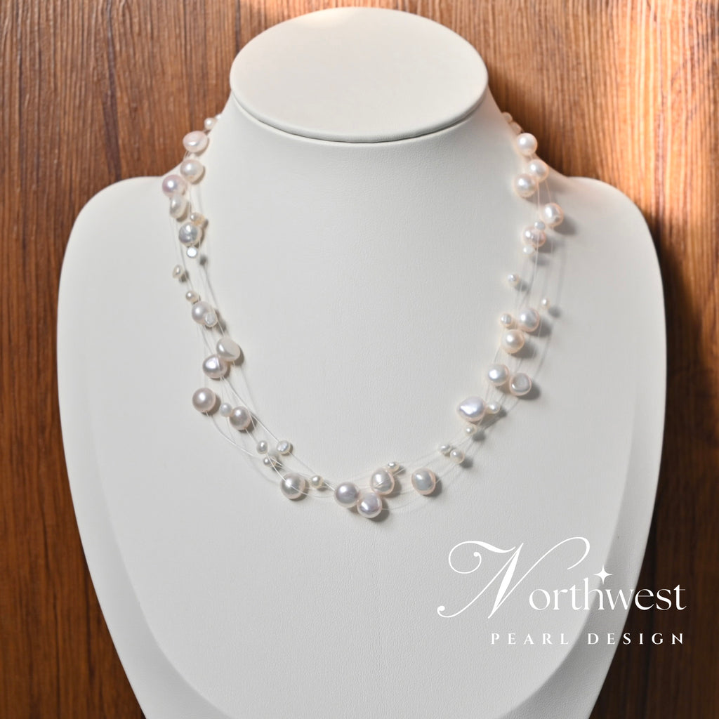 Floating Freshwater Pearl Necklace - Bridal Necklace
