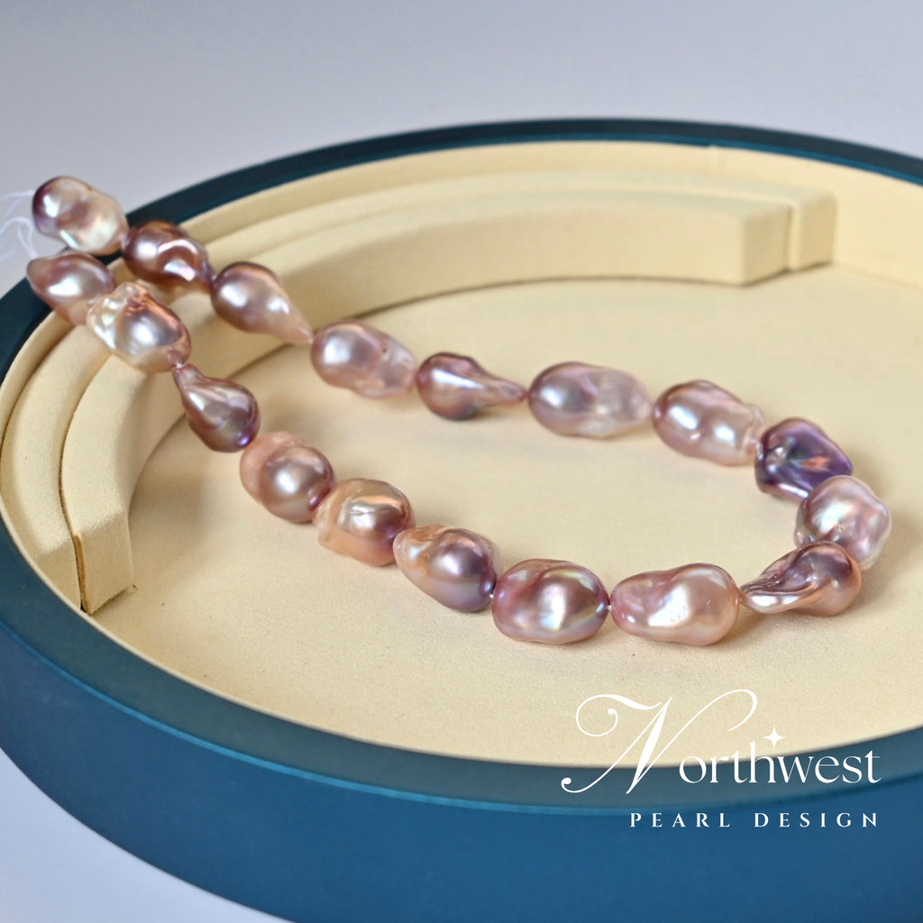 Pinkish Mixed With Purple Baroque Pearl Necklace