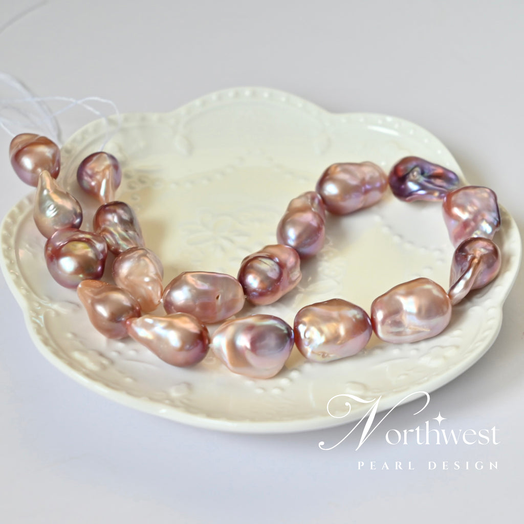 Pinkish Mixed With Purple Baroque Pearl Necklace