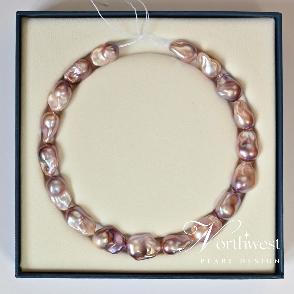 Pinkish Mixed With Purple Baroque Pearl Necklace