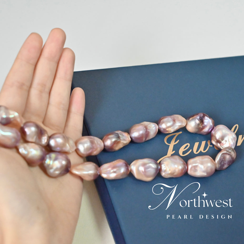 Pinkish Mixed With Purple Baroque Pearl Necklace