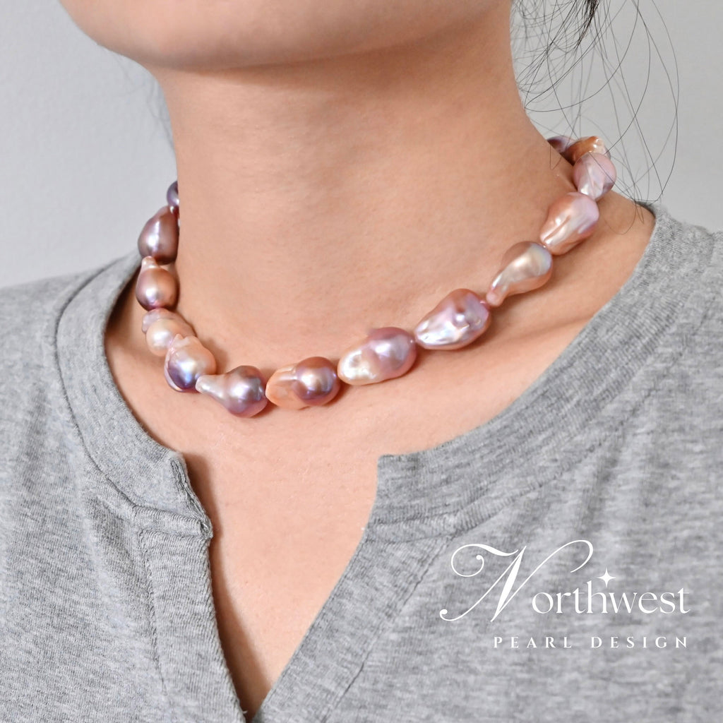 Pinkish Purple Baroque Pearl Necklace