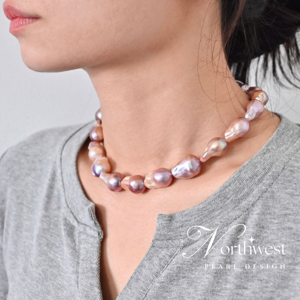 Pinkish Purple Baroque Pearl Necklace
