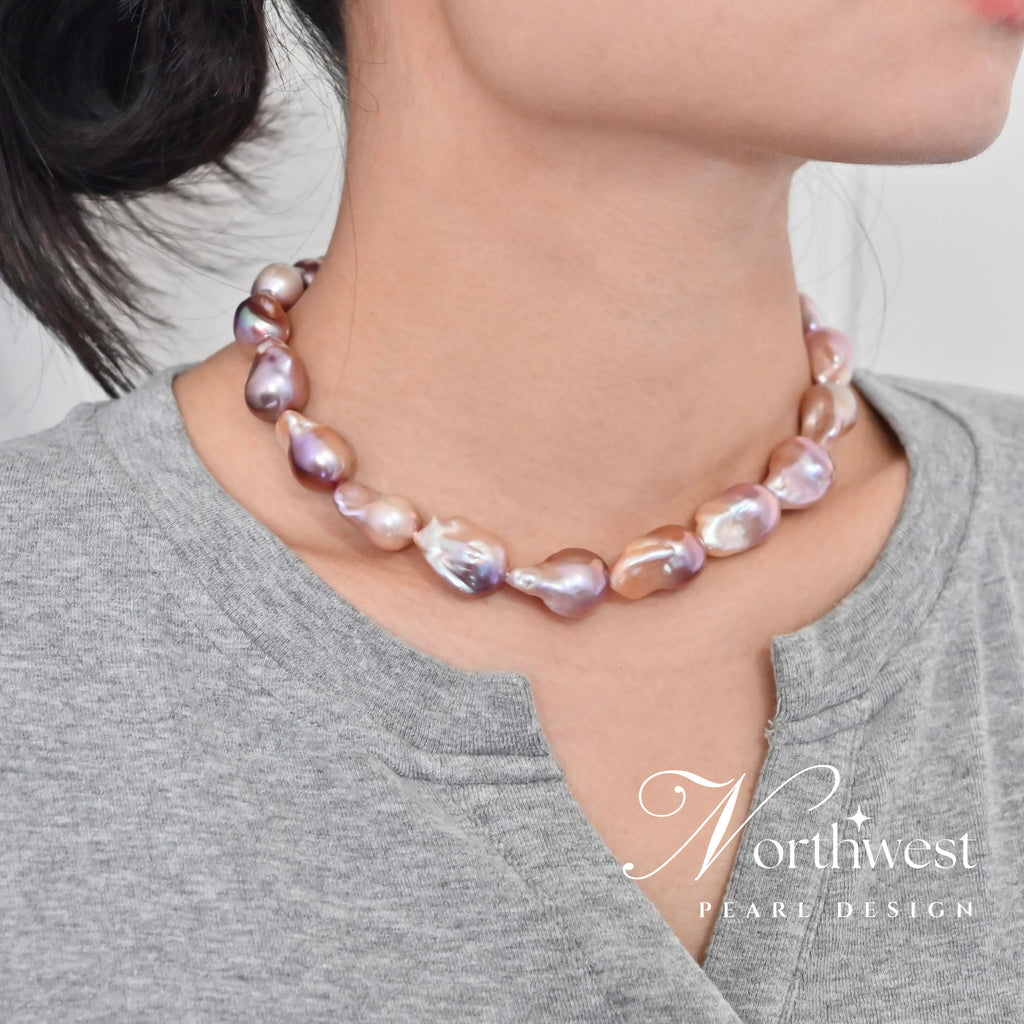 Pinkish Purple Baroque Pearl Necklace
