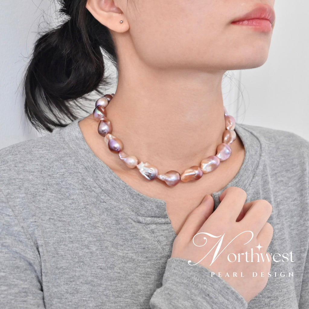 Pinkish Purple Baroque Pearl Necklace