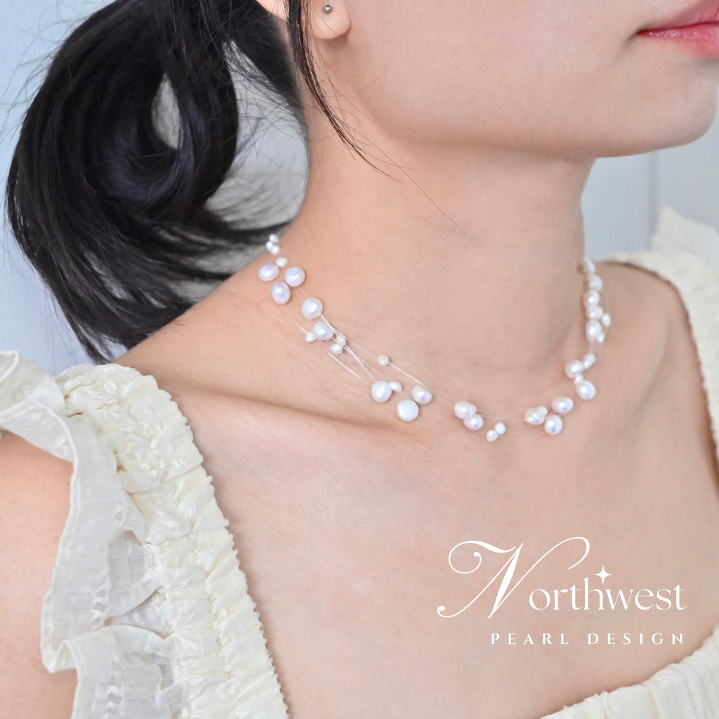 Floating Freshwater Pearl Necklace - Bridal Necklace