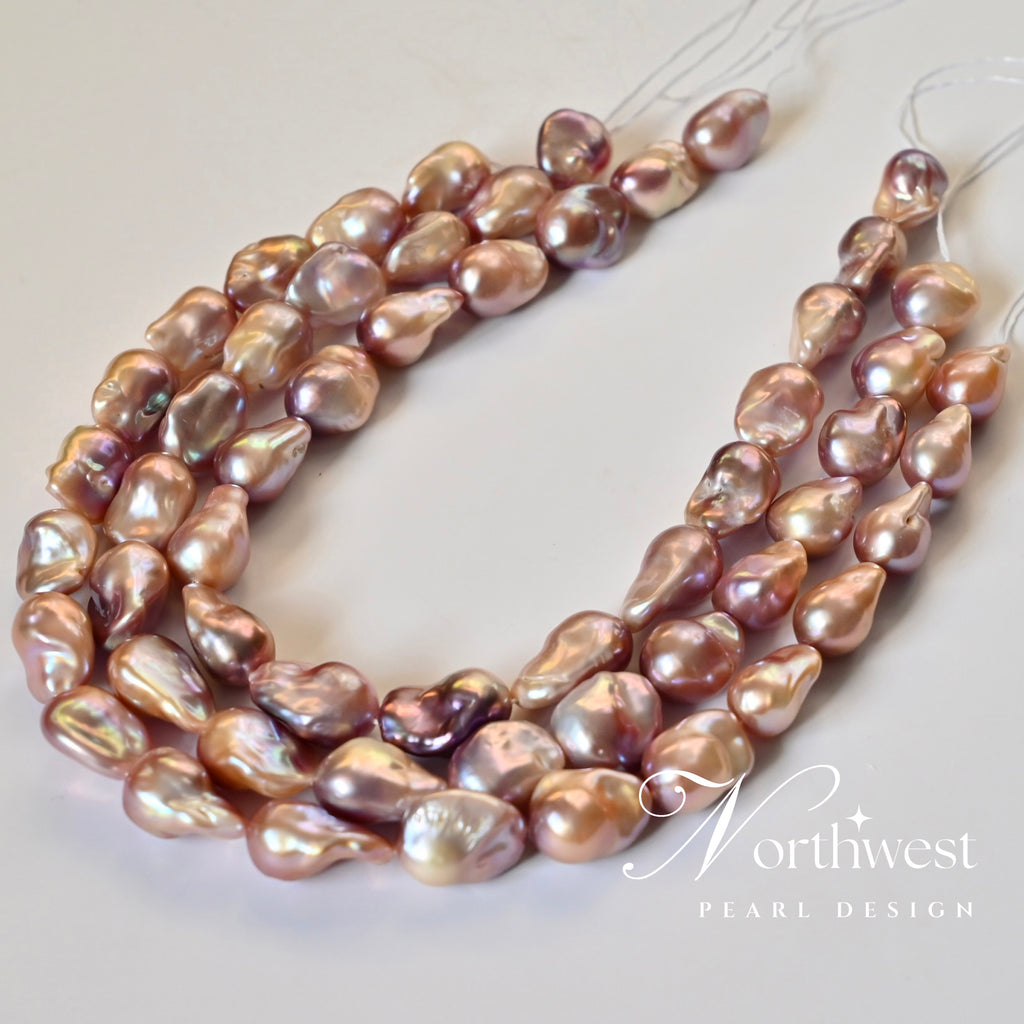 Pinkish Mixed With Purple Baroque Pearl Necklace