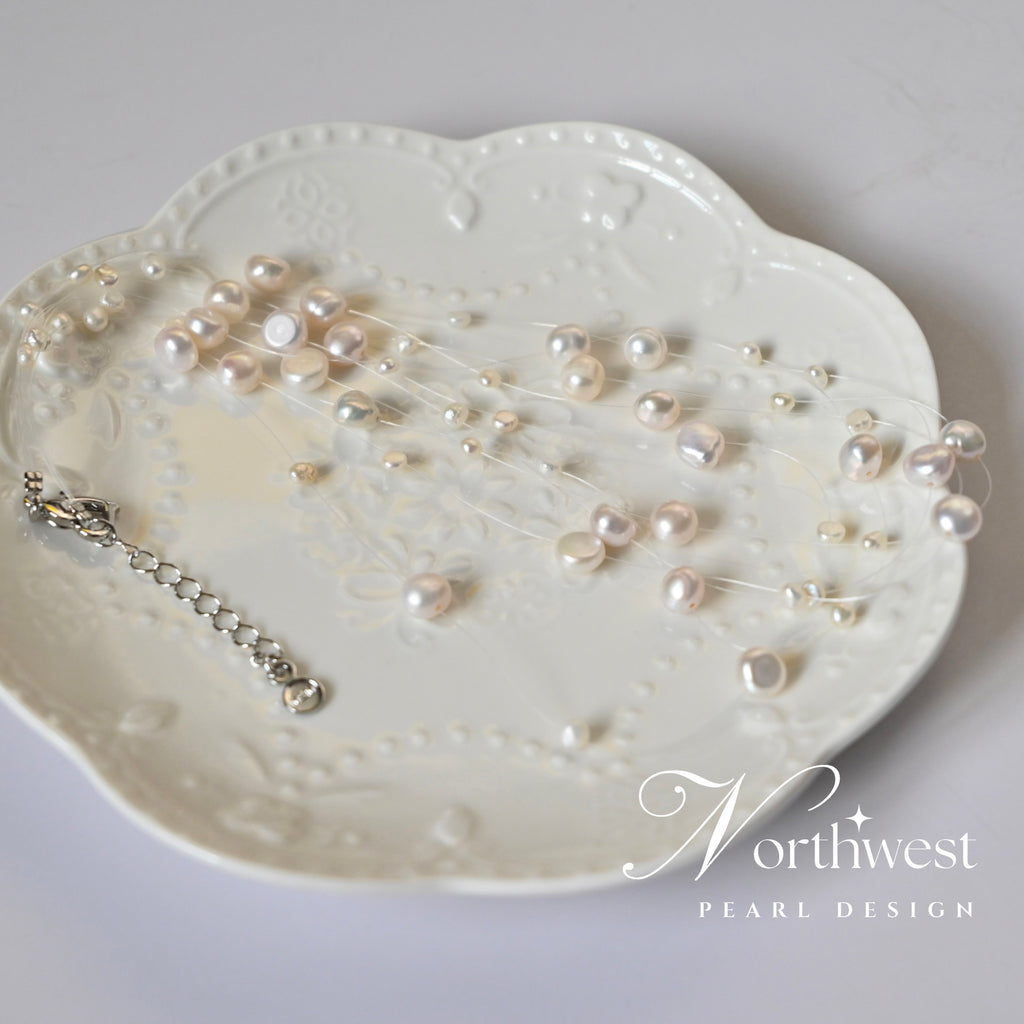 Floating Freshwater Pearl Necklace - Bridal Necklace