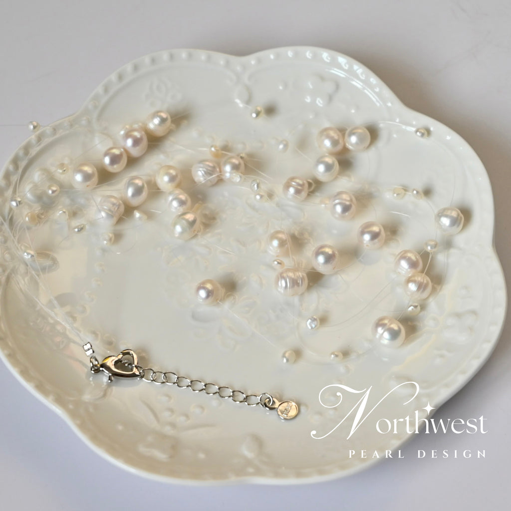 Floating Freshwater Pearl Necklace - Bridal Necklace