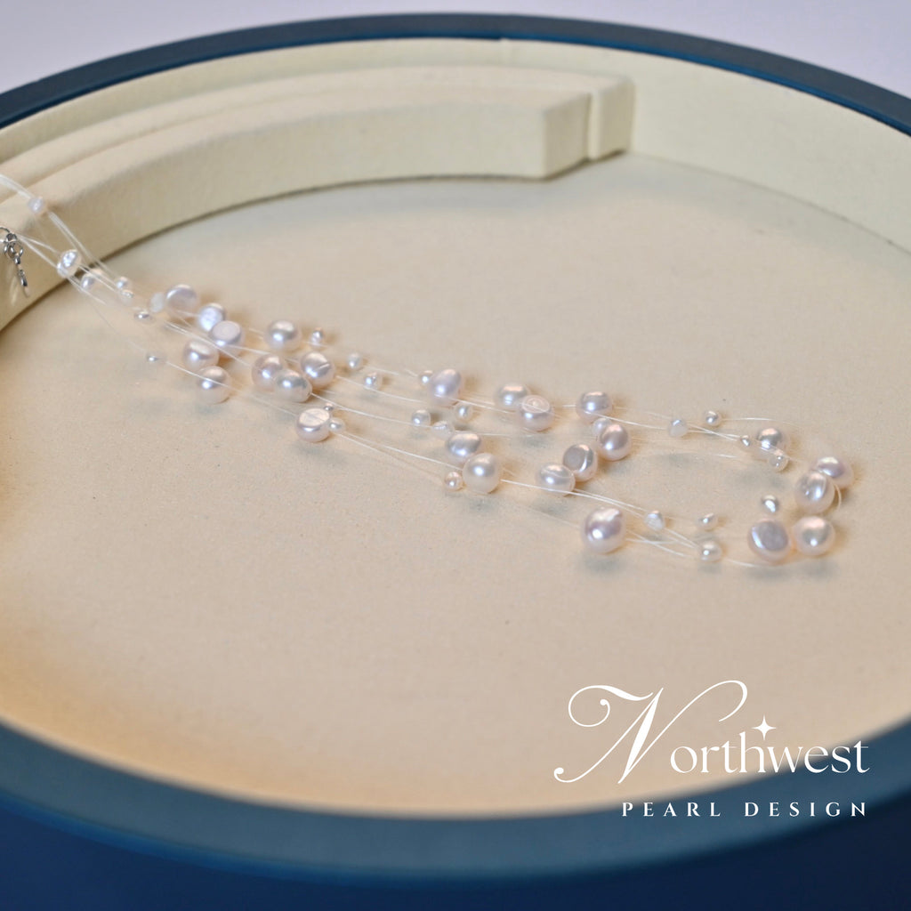 Floating Freshwater Pearl Necklace - Bridal Necklace