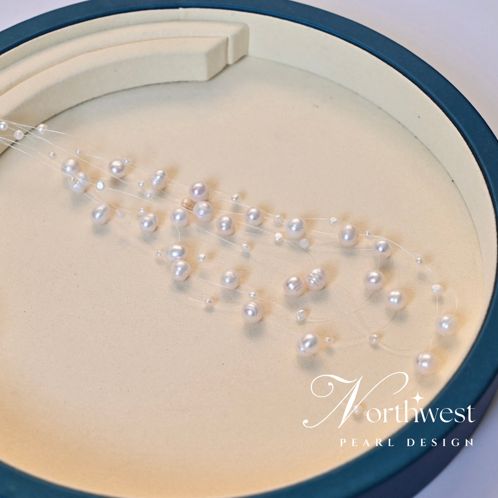 Floating Freshwater Pearl Necklace - Bridal Necklace