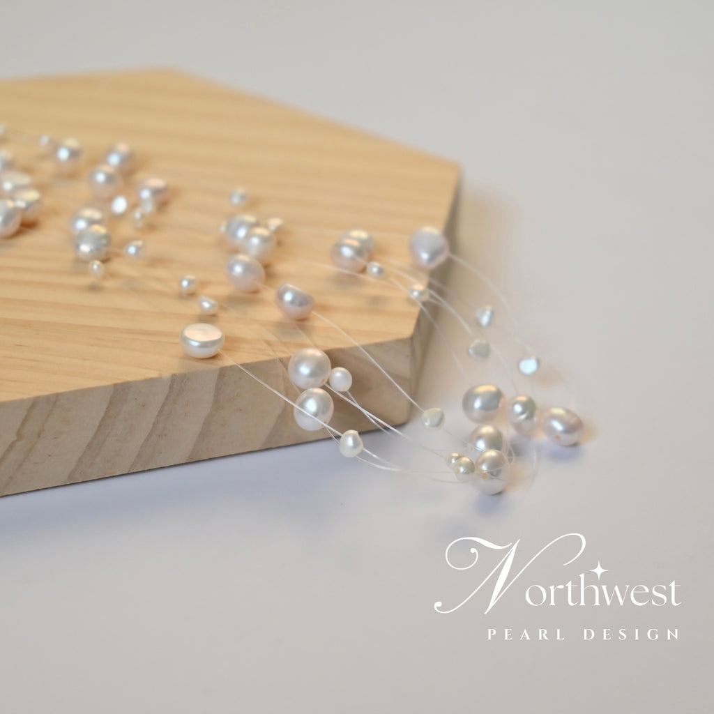 Floating Freshwater Pearl Necklace - Bridal Necklace